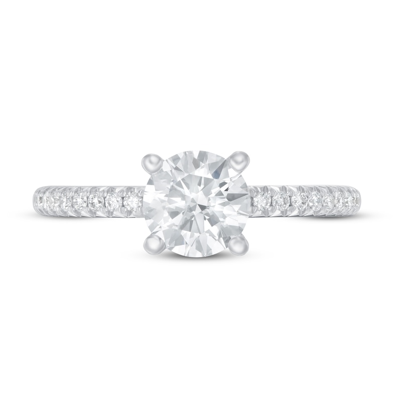 Lab-Created Diamond Engagement Ring 1 1/8 ct tw Round 14K White