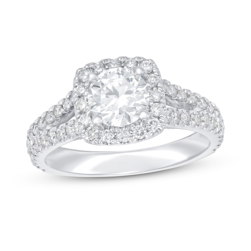 2.00 Carat Cushion Lab Created Diamond Engagement Ring with Halo 6.5 / White Gold