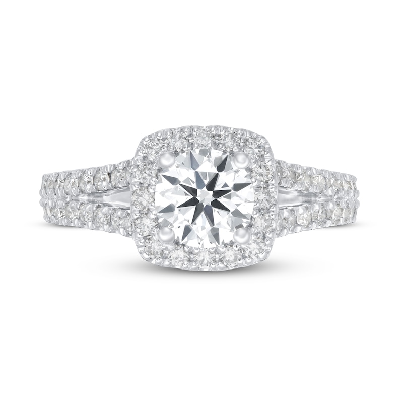 2.00 Carat Cushion Lab Created Diamond Engagement Ring with Halo 6.5 / White Gold