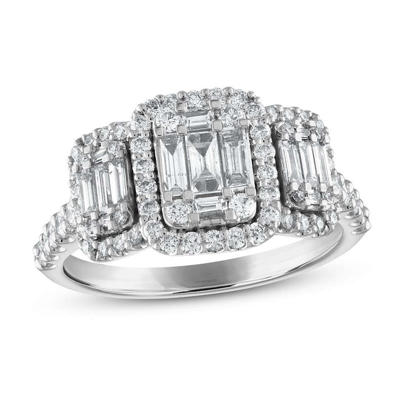 Diamond Engagement Ring 1 ct tw Baguette/Round 14K White Gold