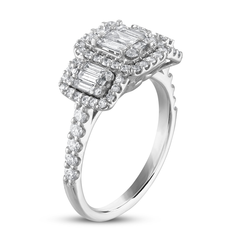 Main Image 2 of Diamond Engagement Ring 1 ct tw Baguette/Round 14K White Gold