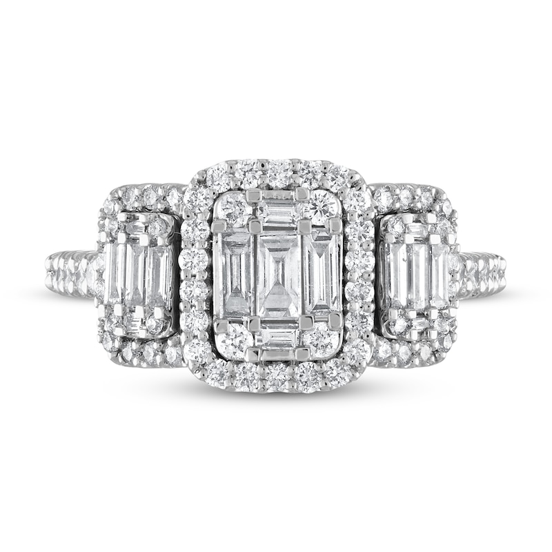 Main Image 3 of Diamond Engagement Ring 1 ct tw Baguette/Round 14K White Gold