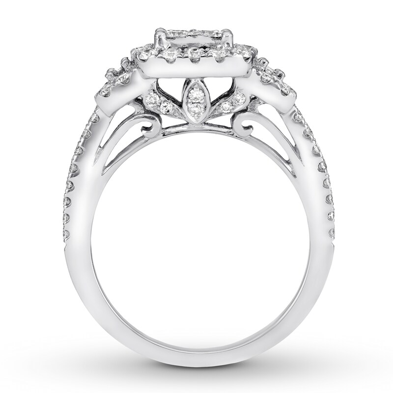 Main Image 2 of Diamond Engagement Ring 1-1/8 ct tw Round/Baguette 14K Gold