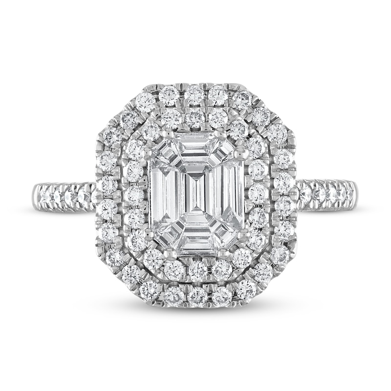 Diamond Engagement Ring 1 ct tw Emerald-cut/Round 14K White Gold