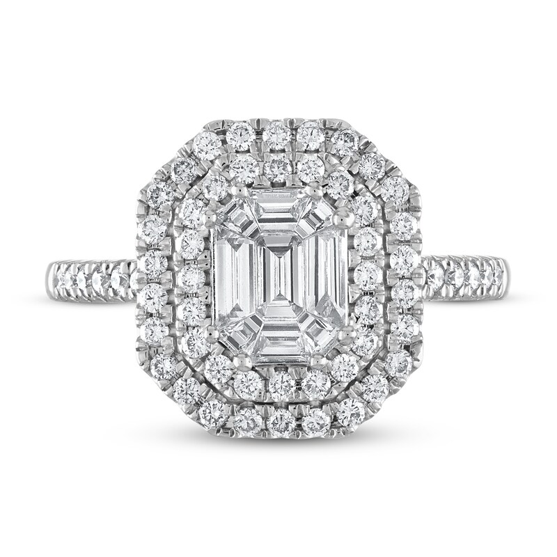 Diamond Engagement Ring 1 ct tw Emerald-cut/Round 14K White Gold