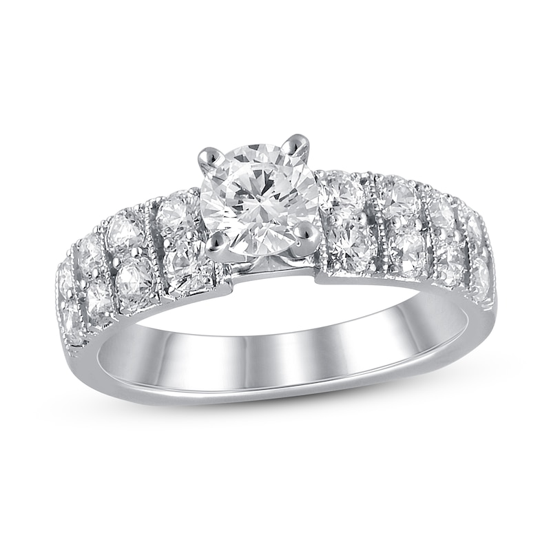 Diamond Engagement Ring 1-5/8 ct tw ideal-cut 18K White Gold