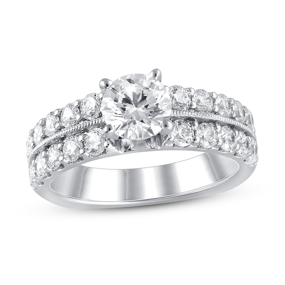 Diamond Engagement Ring 2 ct tw idealcut 18K White Gold