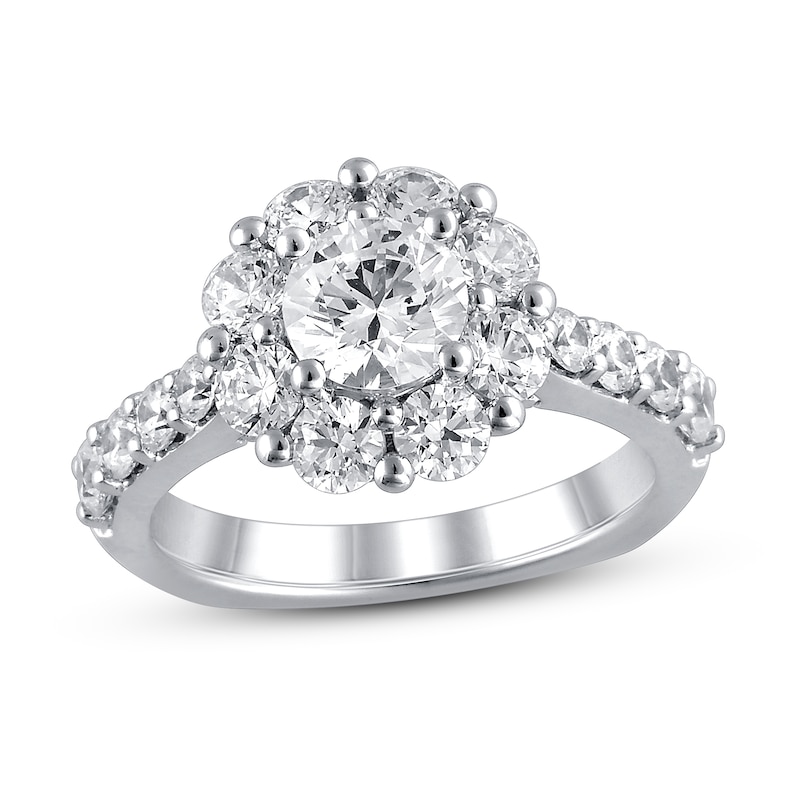 Diamond Engagement Ring 2-1/2 ct tw ideal-cut 18K White Gold