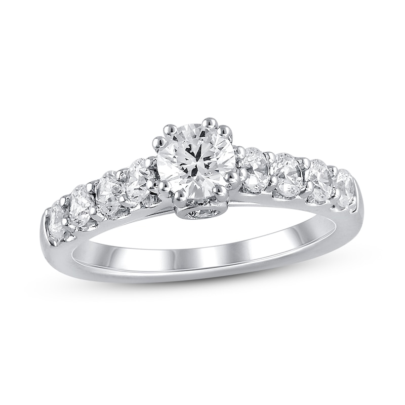 Diamond Engagement Ring 1-1/4 ct tw ideal-cut 18K White Gold