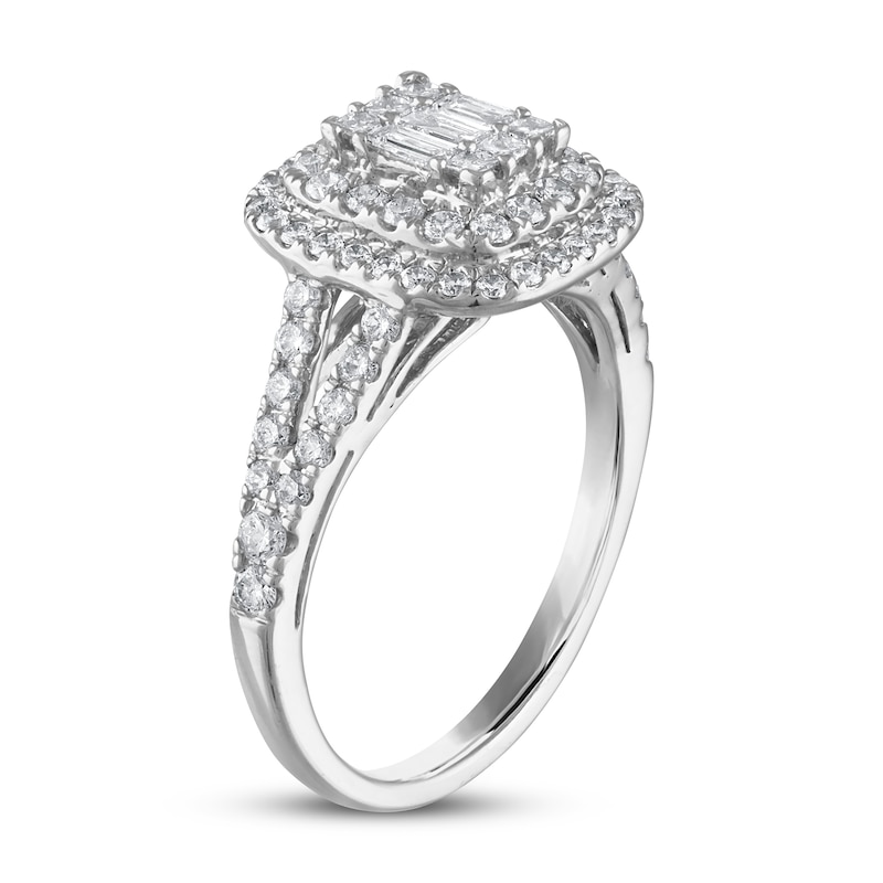 Main Image 2 of Diamond Engagement Ring 1 ct tw Baguette/Princess/Round 14K White Gold