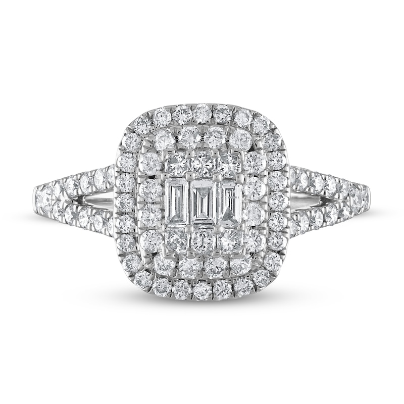 Main Image 3 of Diamond Engagement Ring 1 ct tw Baguette/Princess/Round 14K White Gold