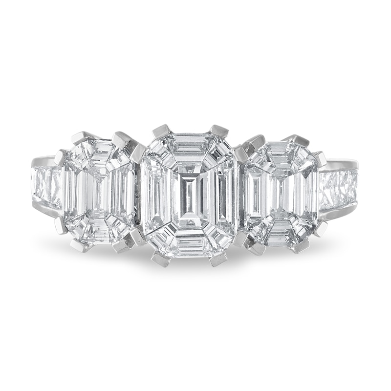 Main Image 3 of Diamond Engagement Ring 2 ct tw Round/Emerald 14K White Gold