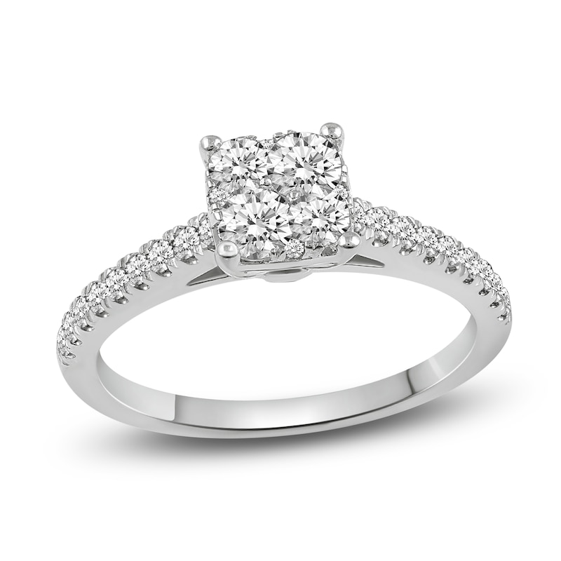 Diamond Engagement Ring 3/4 ct tw Round 14K White Gold with 360