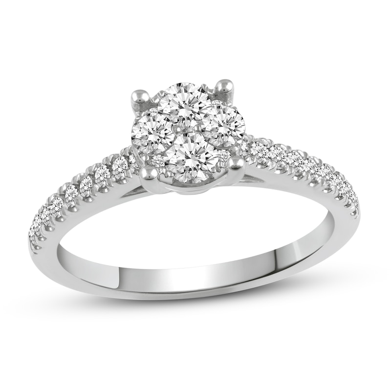 Diamond Engagement Ring 3/4 ct tw Round 14K White Gold