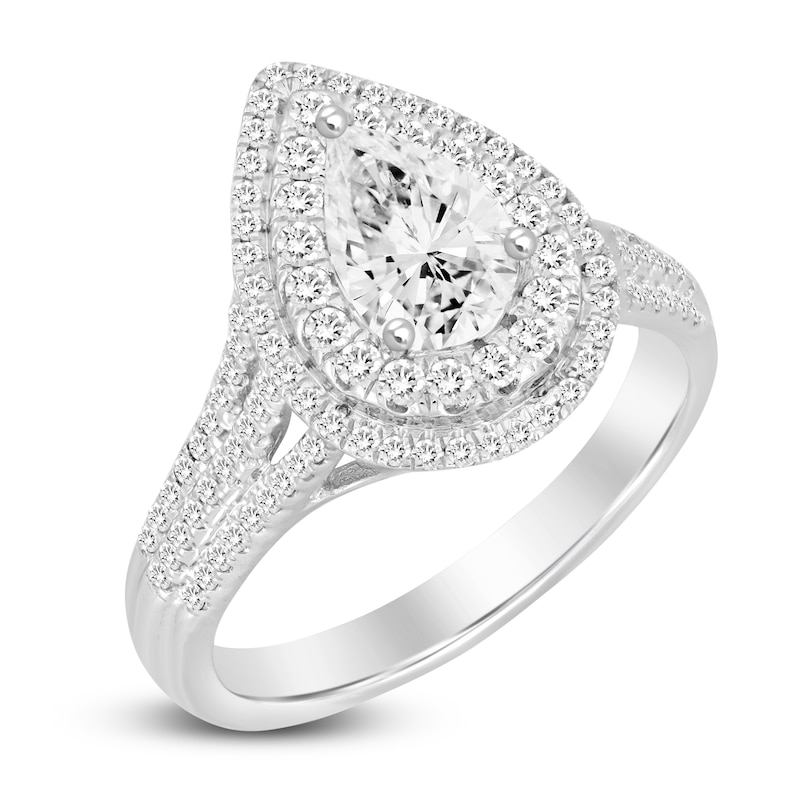 Diamond Engagement Ring 1-1/4 ct tw Pear-shaped/Round 14K White Gold