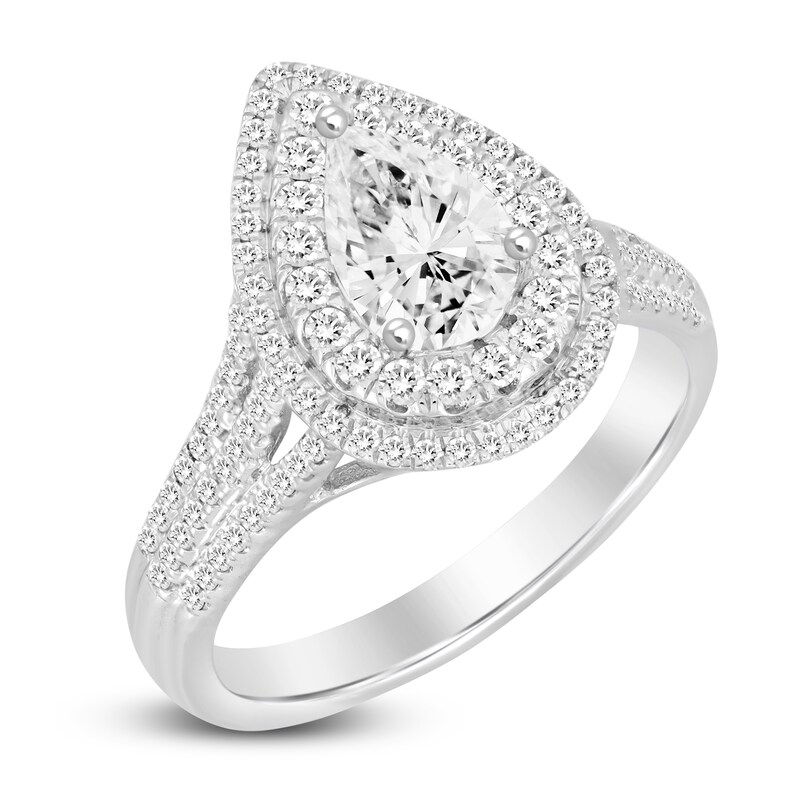 Main Image 2 of Diamond Engagement Ring 1-1/4 ct tw Pear-shaped/Round 14K White Gold