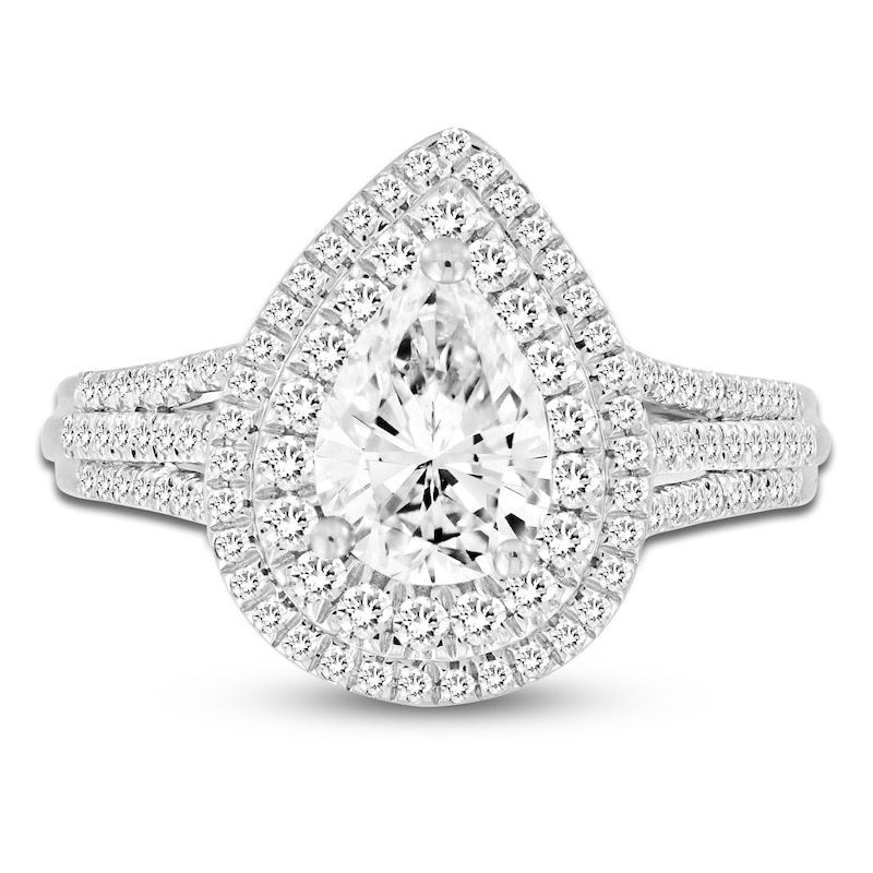 Diamond Engagement Ring 1-1/4 ct tw Pear-shaped/Round 14K White Gold