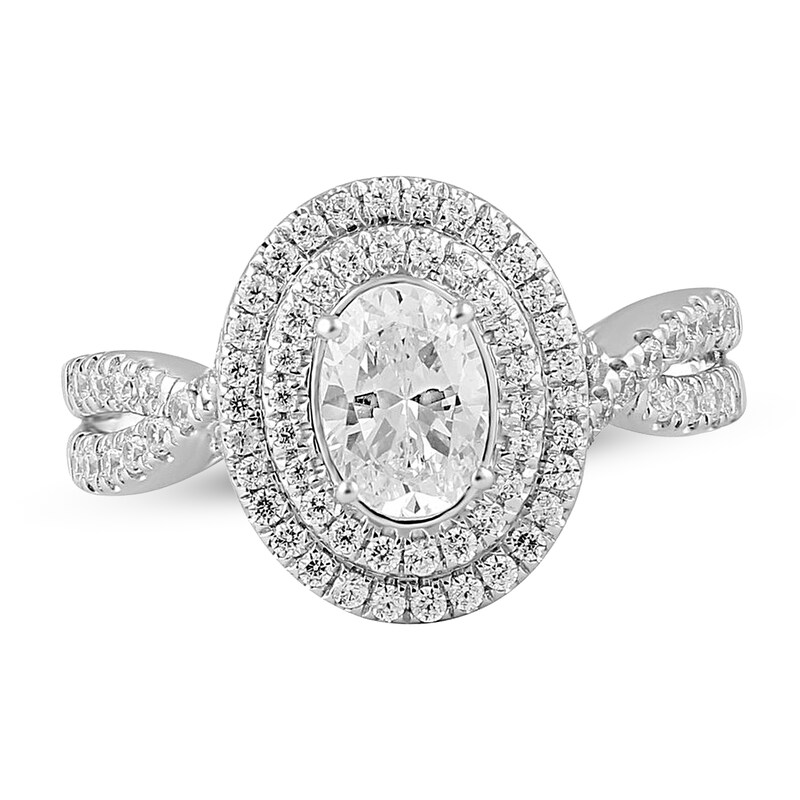 Diamond Engagement Ring 1-1/5 ct tw Oval/Round 14K White Gold