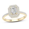 Thumbnail Image 1 of Diamond Engagement Ring 3/4 ct tw Emerald/Round 14K Yellow Gold