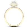 Thumbnail Image 3 of Diamond Engagement Ring 3/4 ct tw Emerald/Round 14K Yellow Gold