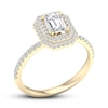 Thumbnail Image 4 of Diamond Engagement Ring 3/4 ct tw Emerald/Round 14K Yellow Gold