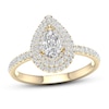 Thumbnail Image 1 of Diamond Engagement Ring 3/4 ct tw Pear-shaped/Round 14K Yellow Gold