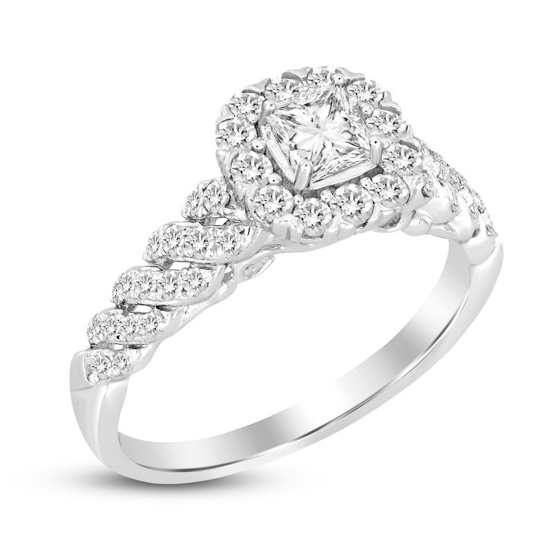 Main Image 2 of Diamond Engagement Ring 7/8 ct tw Princess/Round 14K White Gold