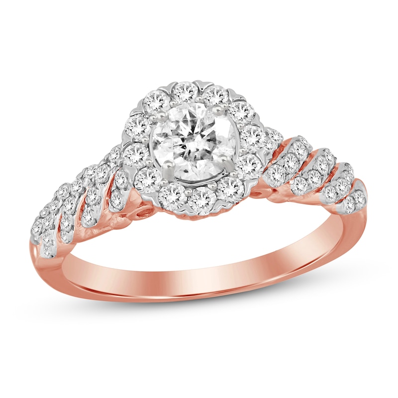 Main Image 1 of Diamond Engagement Ring 7/8 ct tw Round 14K Rose Gold