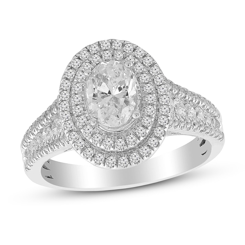 Diamond Engagement Ring 1-3/8 ct tw Oval/Round 14K White Gold