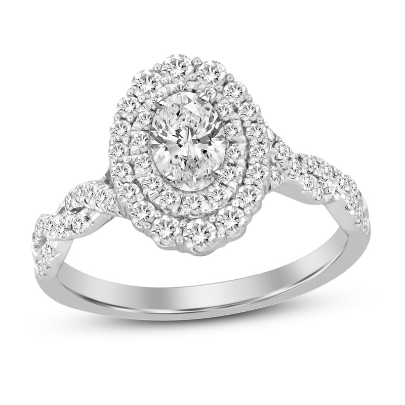 Diamond Engagement Ring 1 ct tw Oval/Round 14K White Gold