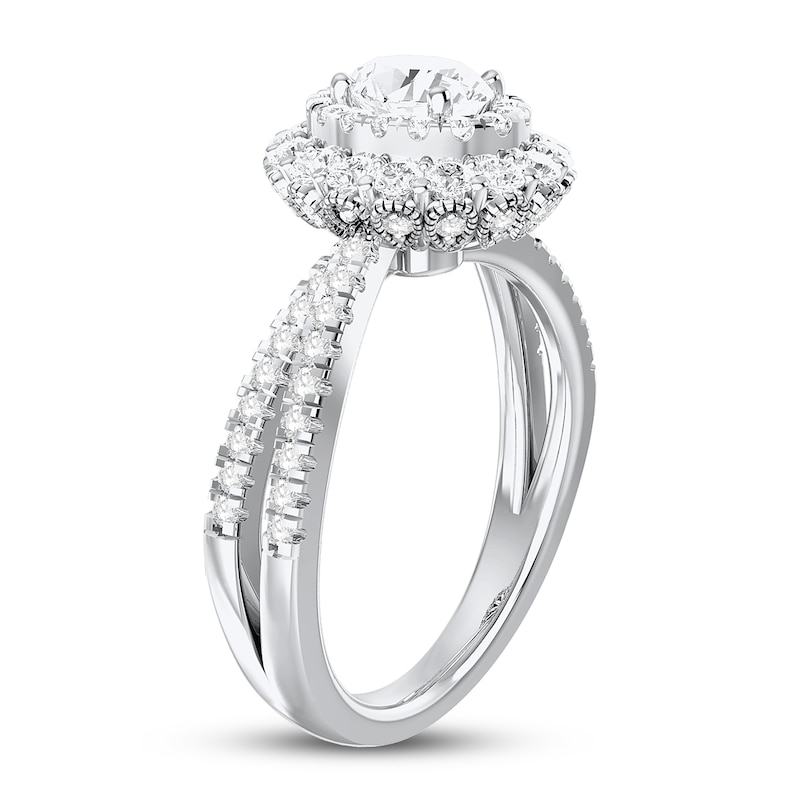 Diamond Engagement Ring 1 ct tw Round/Oval 14K White Gold