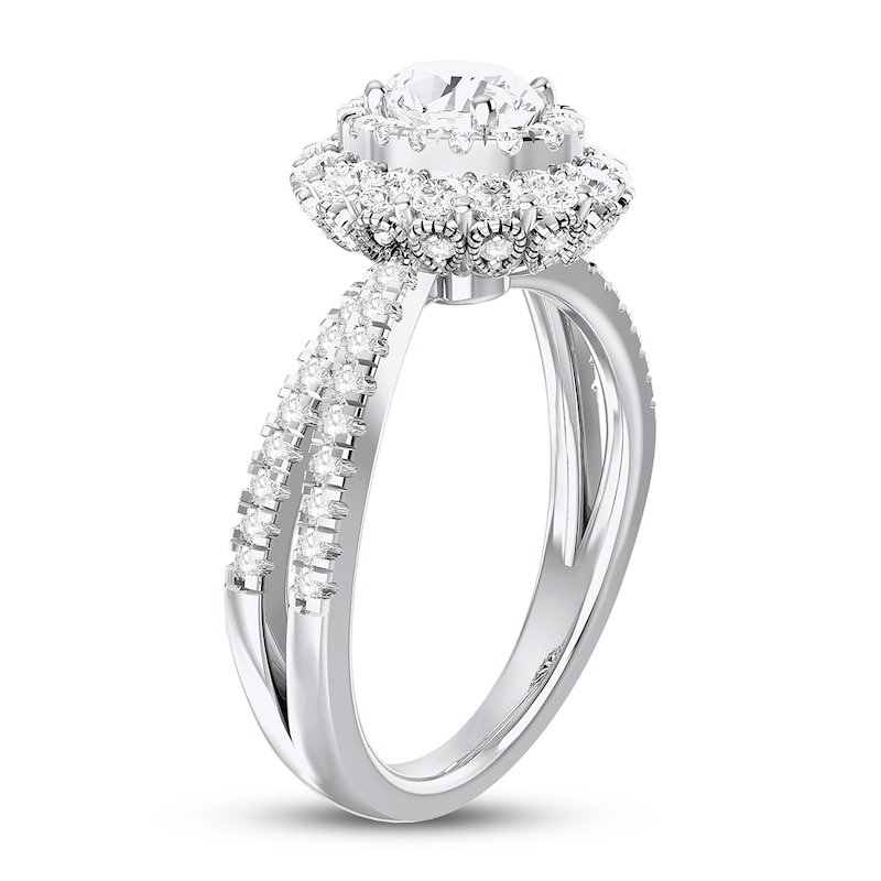 Main Image 2 of Diamond Engagement Ring 1 ct tw Round/Oval 14K White Gold