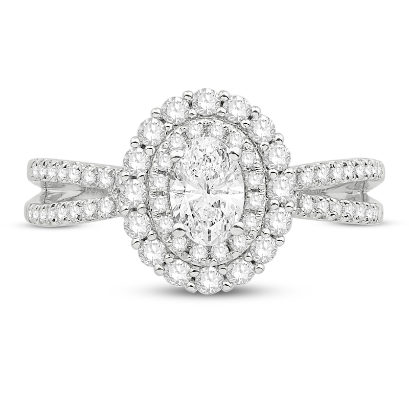 Main Image 3 of Diamond Engagement Ring 1 ct tw Round/Oval 14K White Gold