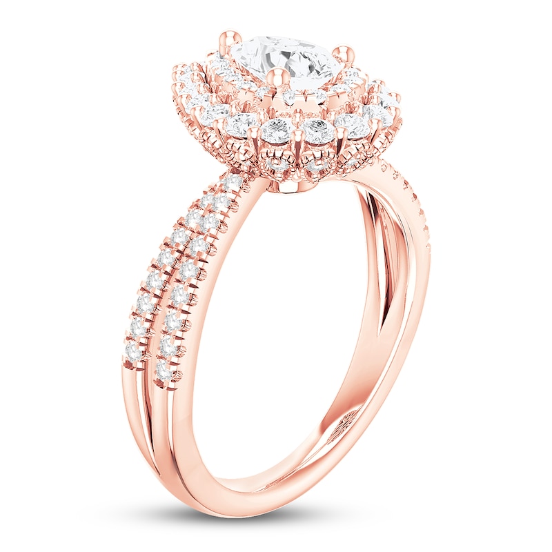 Main Image 2 of Diamond Engagement Ring 1 ct tw Round/Pear-shaped 14K Rose Gold