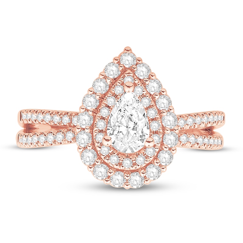 Main Image 3 of Diamond Engagement Ring 1 ct tw Round/Pear-shaped 14K Rose Gold