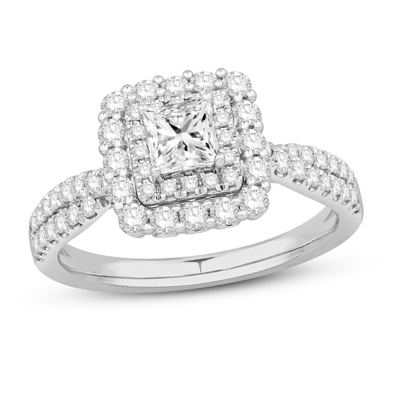 Main Image 1 of Diamond Engagement Ring 1 ct tw Round/Princess 14K White Gold