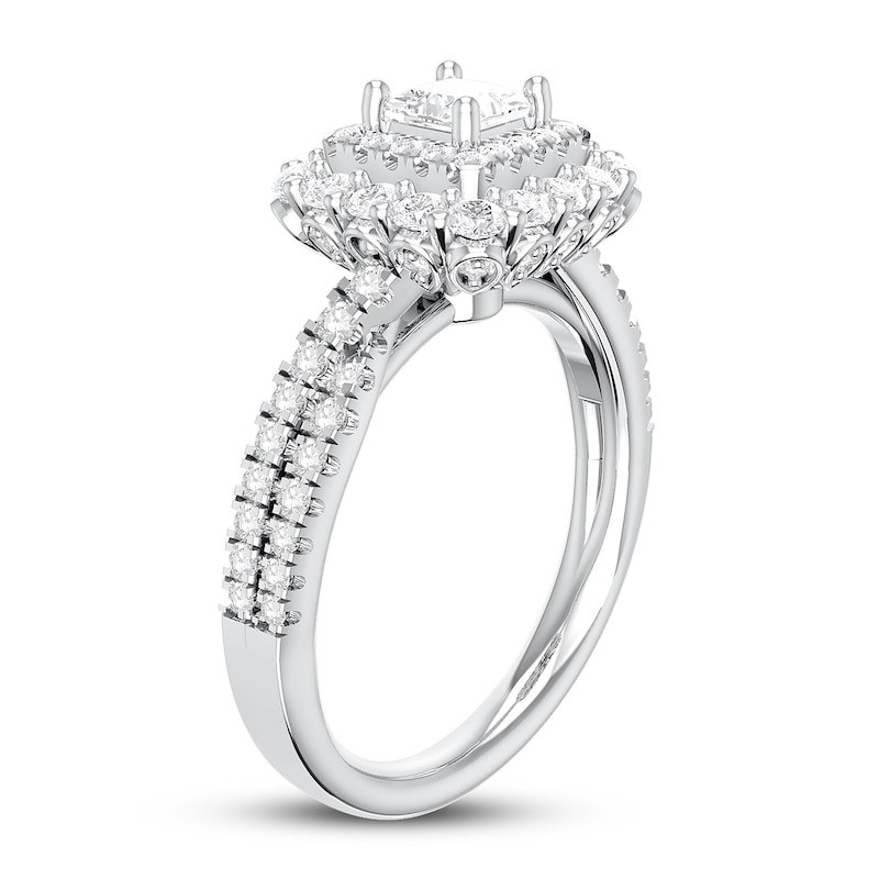 Main Image 2 of Diamond Engagement Ring 1 ct tw Round/Princess 14K White Gold