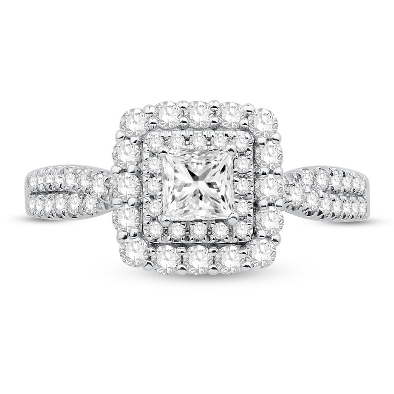 Main Image 3 of Diamond Engagement Ring 1 ct tw Round/Princess 14K White Gold