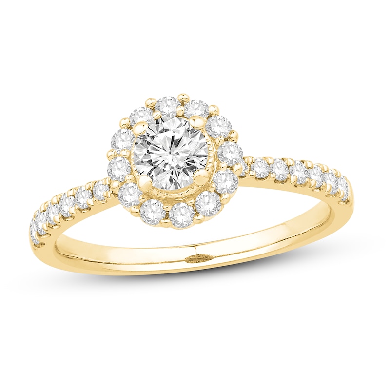 Main Image 1 of Diamond Engagement Ring 7/8 ct tw Round 14K Yellow Gold