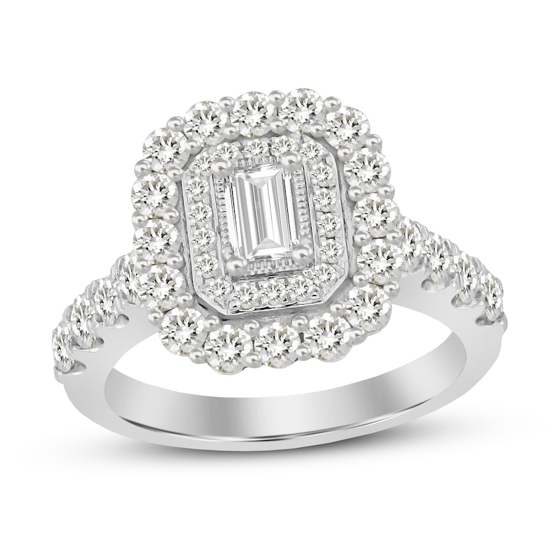 Diamond Engagement Ring 1-5/8 ct tw Emerald-cut 14K White Gold