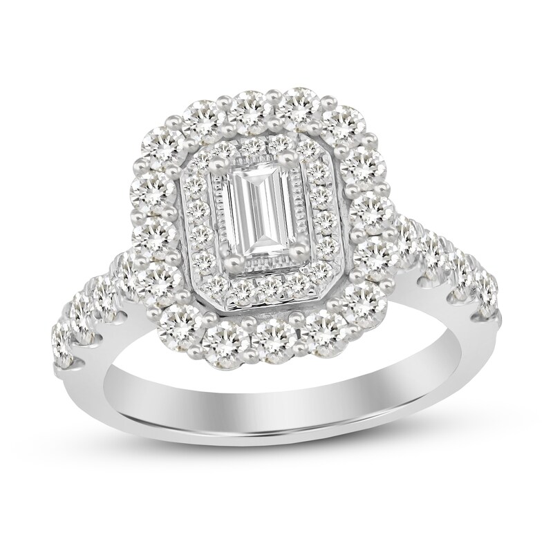 Diamond Engagement Ring 1-5/8 ct tw Emerald-cut 14K White Gold