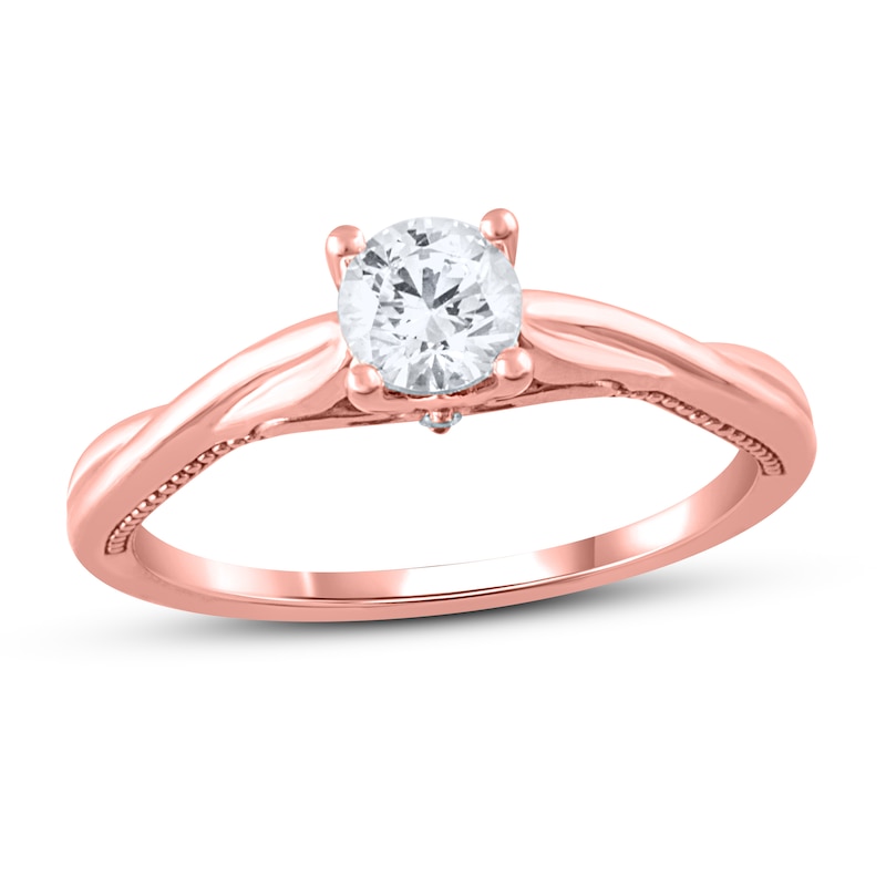 Main Image 1 of Diamond Engagement Ring 1/2 ct tw Round 14K Rose Gold