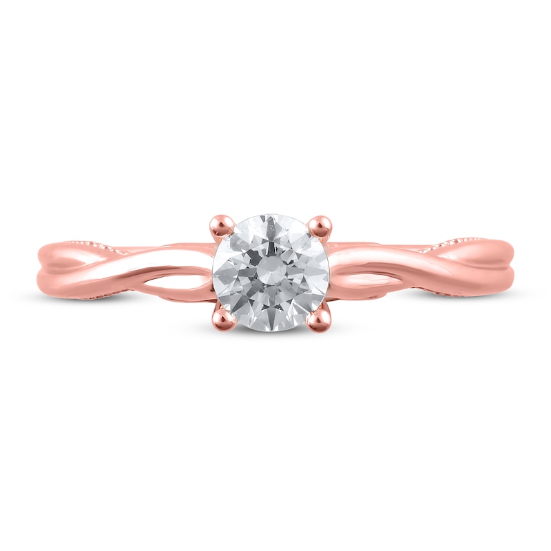 Main Image 3 of Diamond Engagement Ring 1/2 ct tw Round 14K Rose Gold