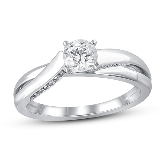 Diamond Engagement Ring 34 ct tw Round 14K White Gold