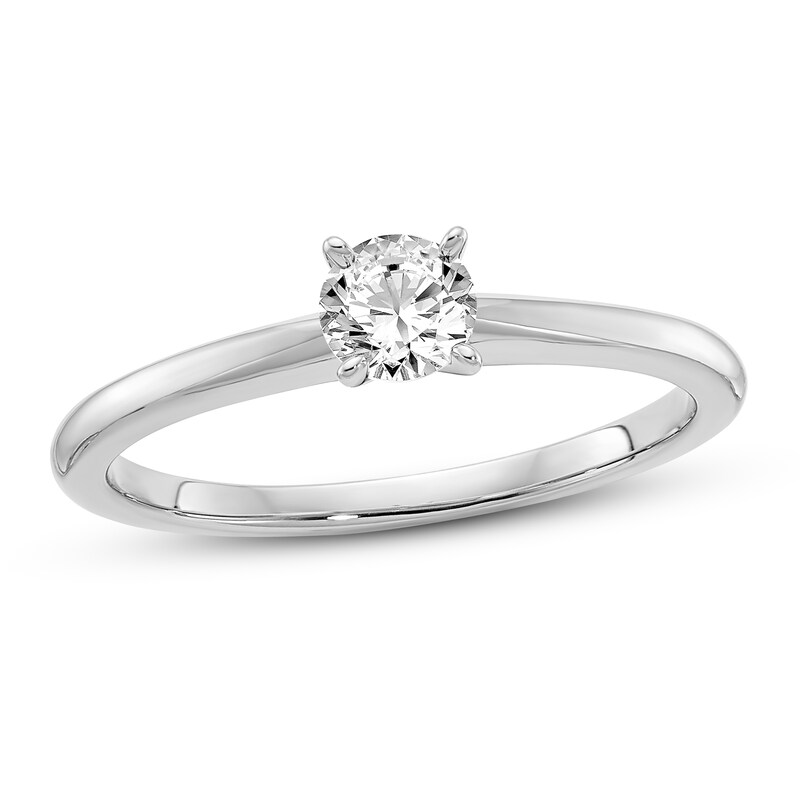 Diamond Solitaire Engagement Ring 1/3 ct tw Round 14K White Gold (I1/I)