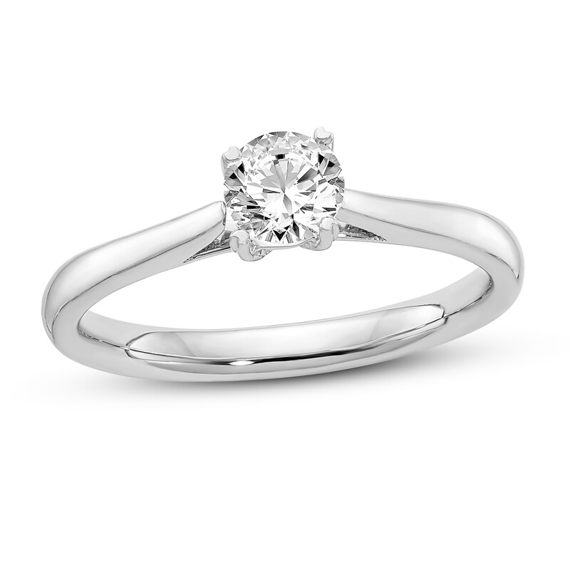 Diamond Solitaire Engagement Ring 1/3 ct tw Round 14K White Gold (I1/I)