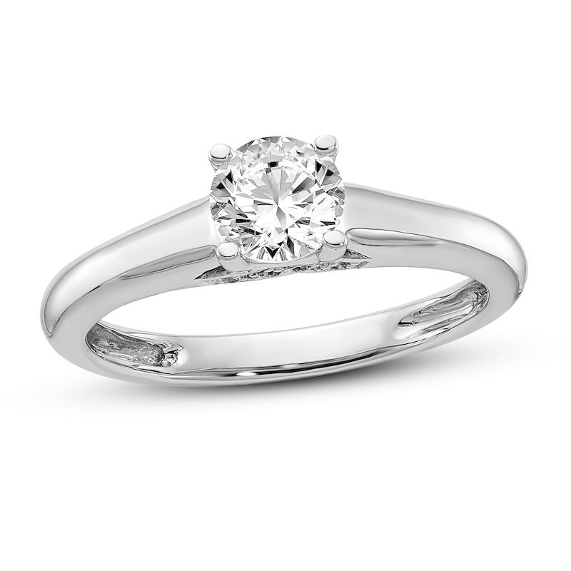 Diamond Solitaire Engagement Ring 3/4 ct tw Round 14K White Gold