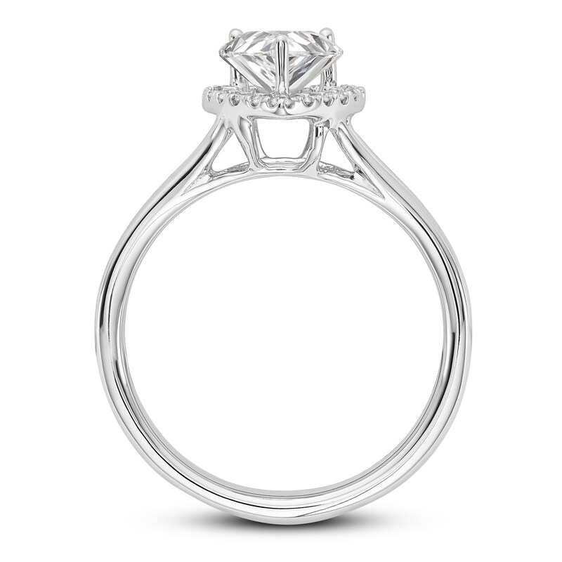 Diamond Halo Engagement Ring 3/4 ct tw Heart/Round 14K White Gold
