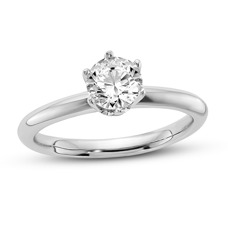 Diamond Solitaire Engagement Ring 1/2 ct tw Round 14K White Gold (I1/I)