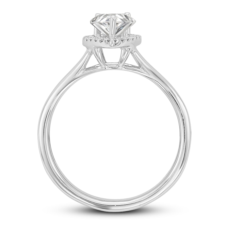 Diamond Halo Engagement Ring 7/8 ct tw Pear-shaped/Round 14K White Gold